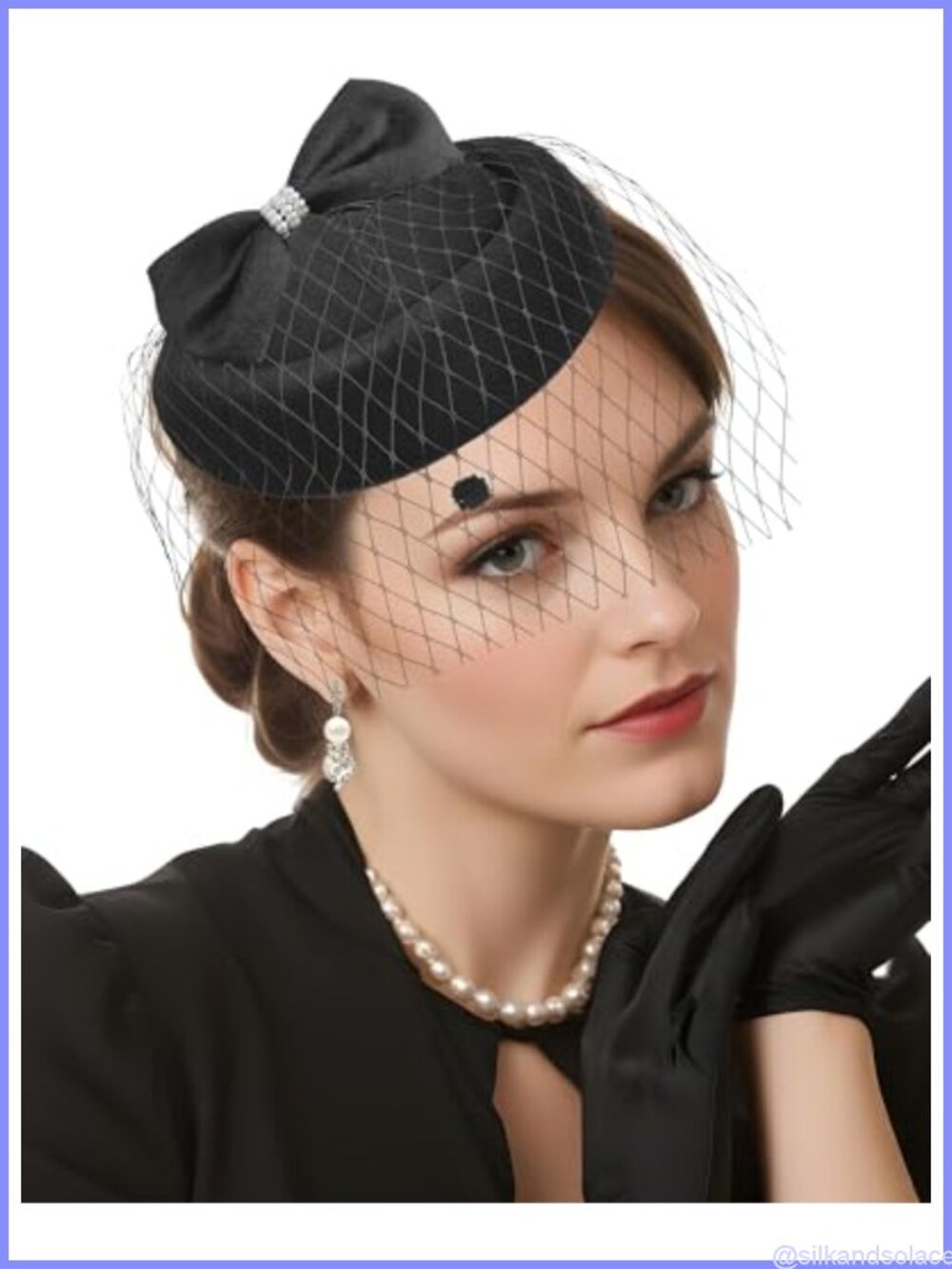 Women's Vintage Pillbox Fascinator Hat with Veil – Tea Party & Wedding